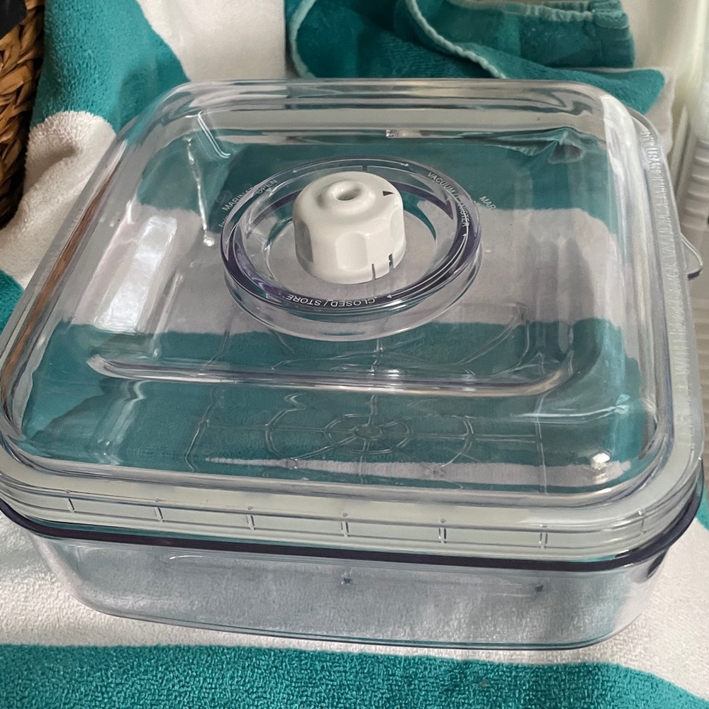 Clear Vacuum Sealed Food Marinade Container. Food saver